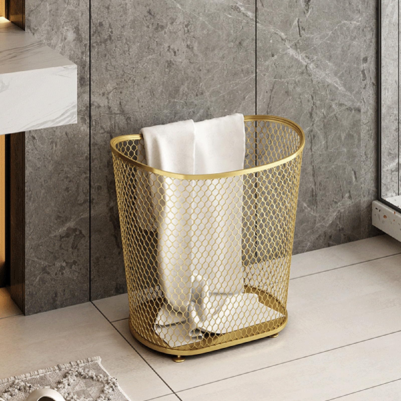 MRKU Folding Laundry Basket Household Storage Mesh Narrow Hamper,Large Wire Clothes For Dirty Clothes,Organizer For Room