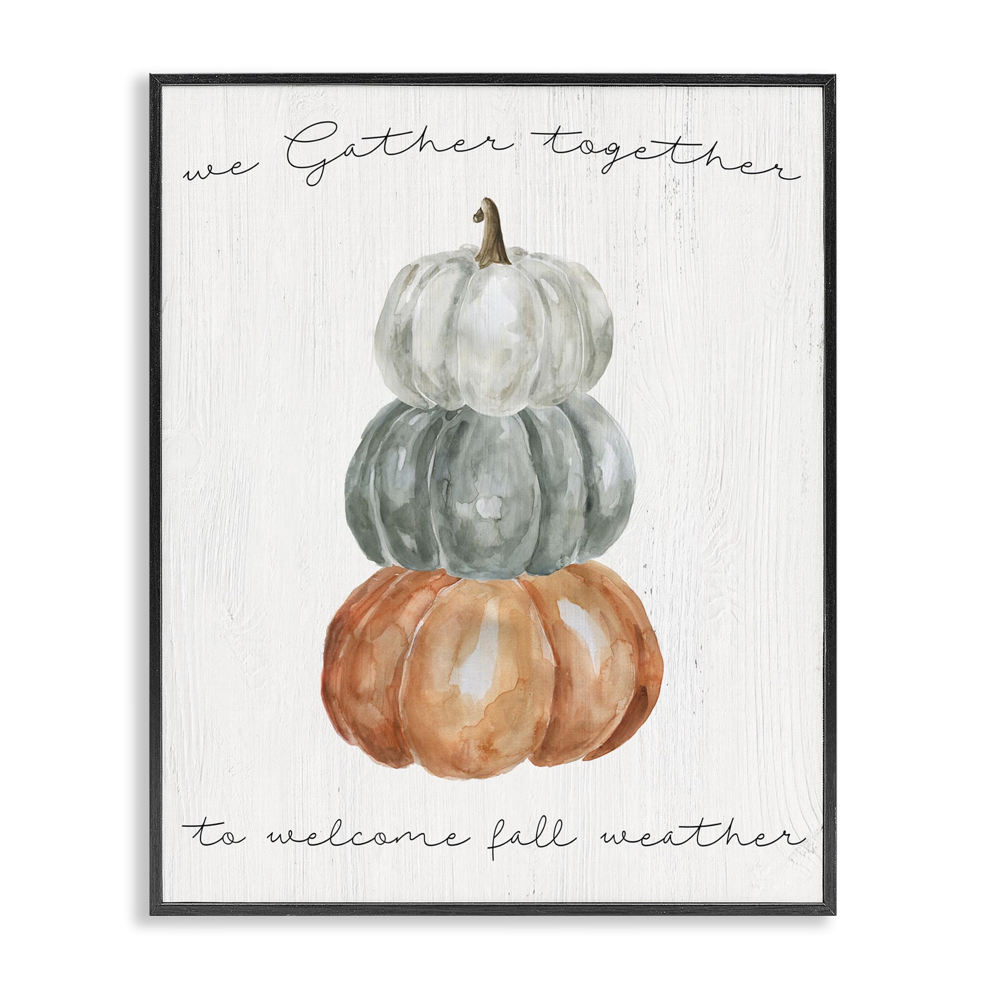 Stupell Industries Midnight Black (Textured) 'Gather Together Fall Weather'| Framed Giclee Art