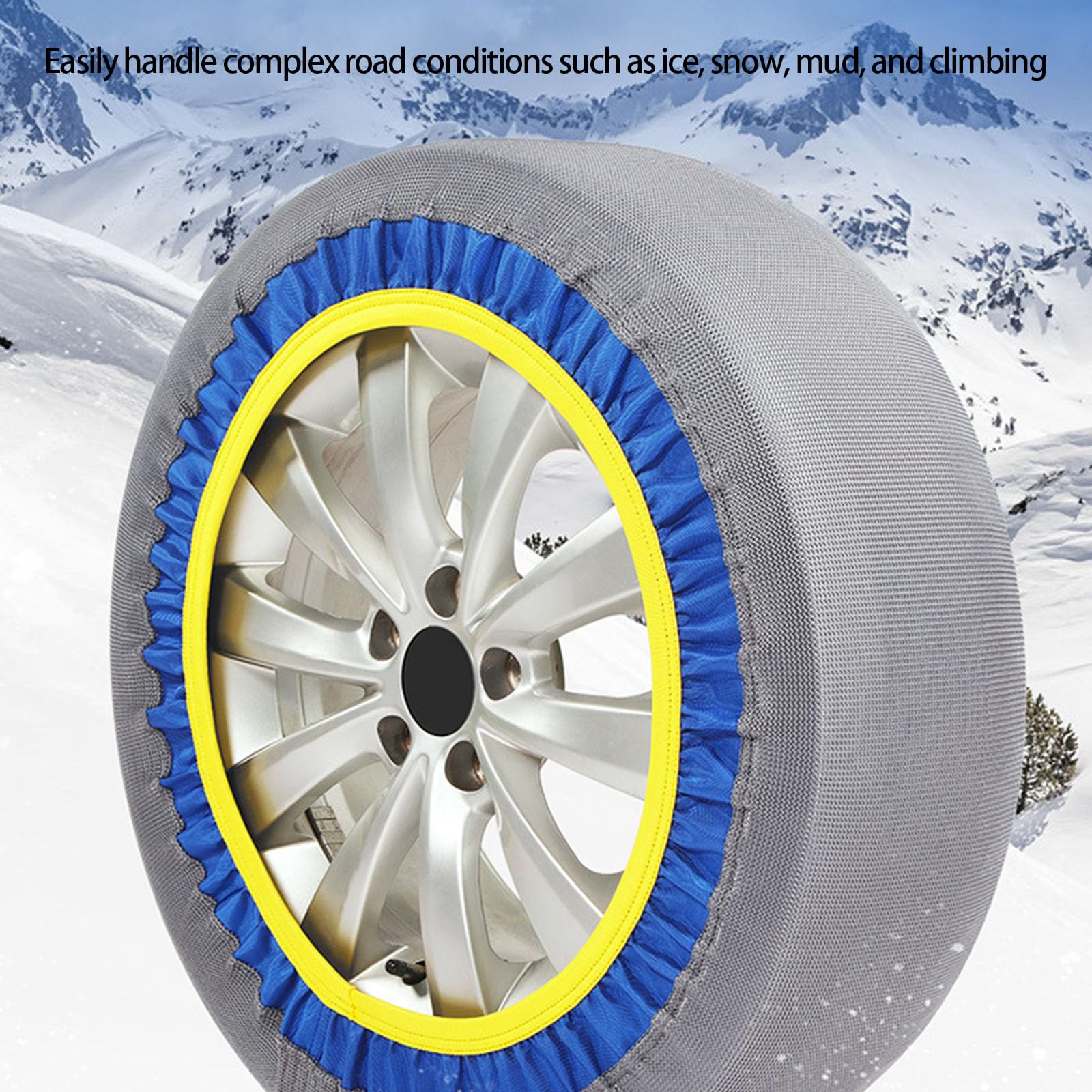 2 Stück Autoreifen Schneesocken Hohe Traktion Reifen Socken Alternative für Kette Winter Auto Zubehör Fahrhilfe