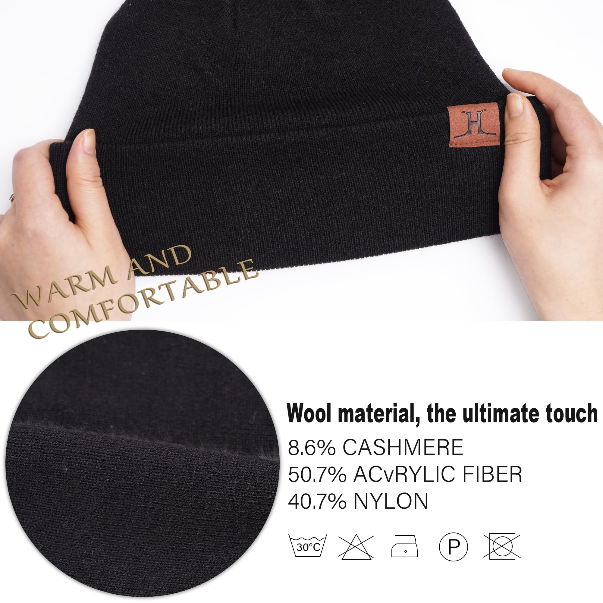 Herren Damen Winter Warm Beanie Mütze Lang Schal Touchscreen Handschuhe Set, Gerippte Strickmütze Wintermütze Schals Winterhandschuhe Geschenk Männer Weihnachten