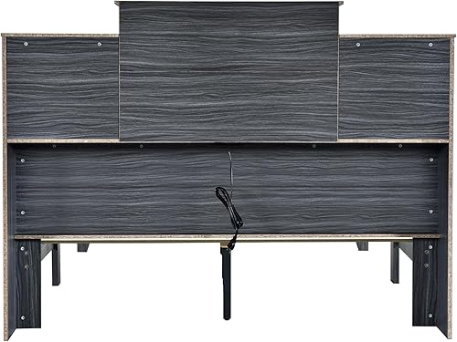 Miniatura 8 de Base de cama de almacenamiento Queen con 4 estantes de almacenamiento y diseño de carga USB, cama de plataforma Queen de madera con cabecera de
