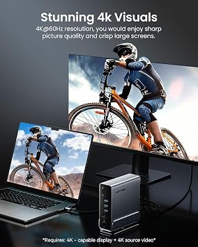 VENTION 15-in-1 Laptop Docking Station Dual Monitor, 360 Roatable Triple Monitor Docking Station with 2 * 4K HDMI and 1*DP, PD 100W Charging for Laptop, 10Gbps USB Port Transfer, RJ45, Audio, SD/TF