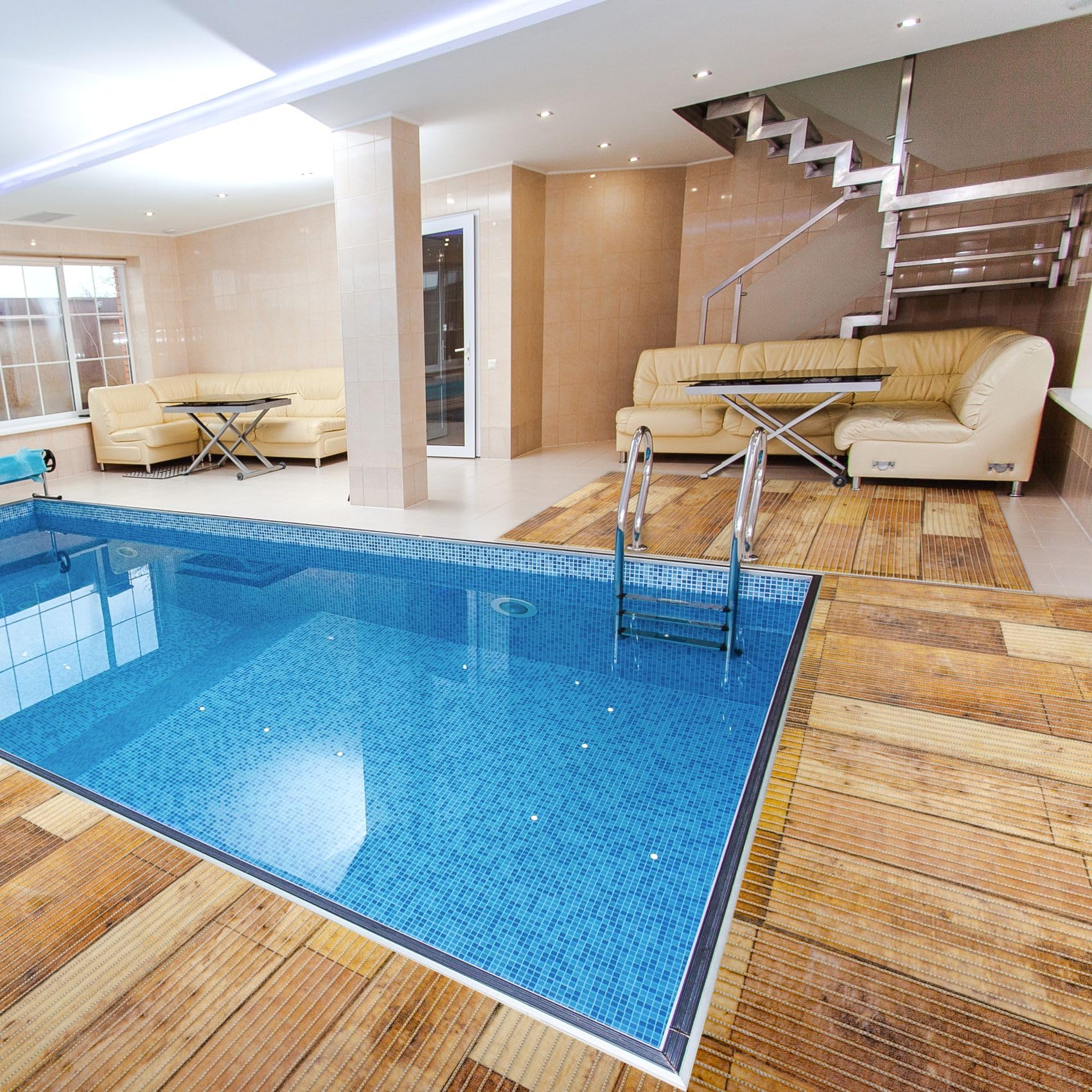 ANRO Alfombra de baño de espuma suave antideslizante para baño y ducha, madera, suelo, marrón, 500x130 cm