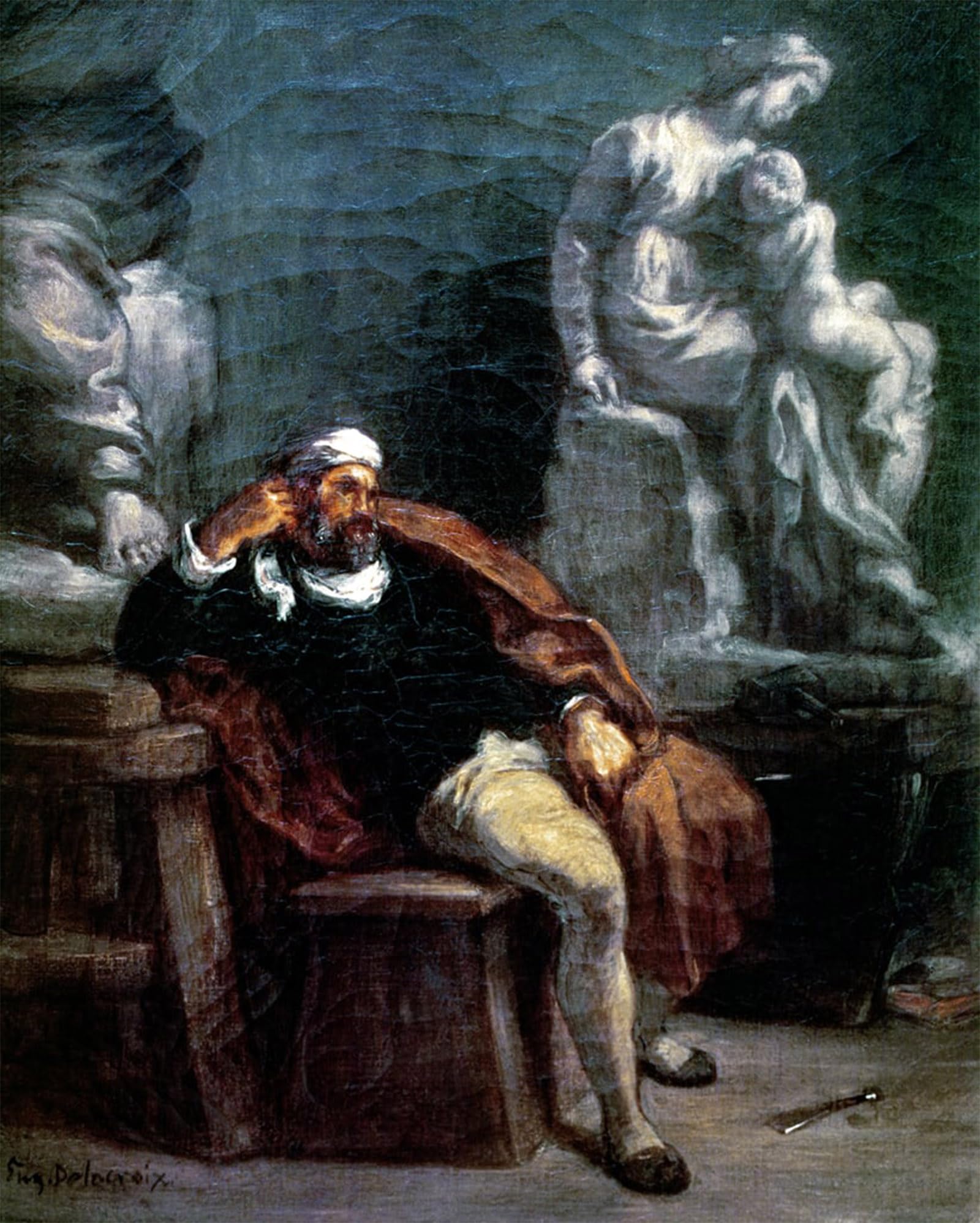 POSTERIIk Famous Print Pop Art Wall Art Graffiti in His Studio by Ferdinandeugene Delacroix Art Prints for Home Decor 60x90cm