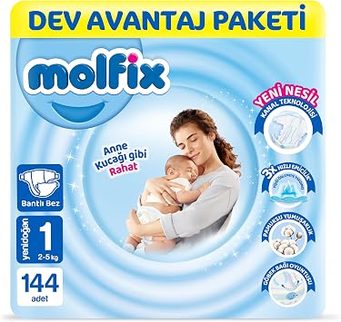 Molfix Kanal Teknolojisi Dev Avantaj Paketi 1 Beden Yenidoğan 144 Adet
