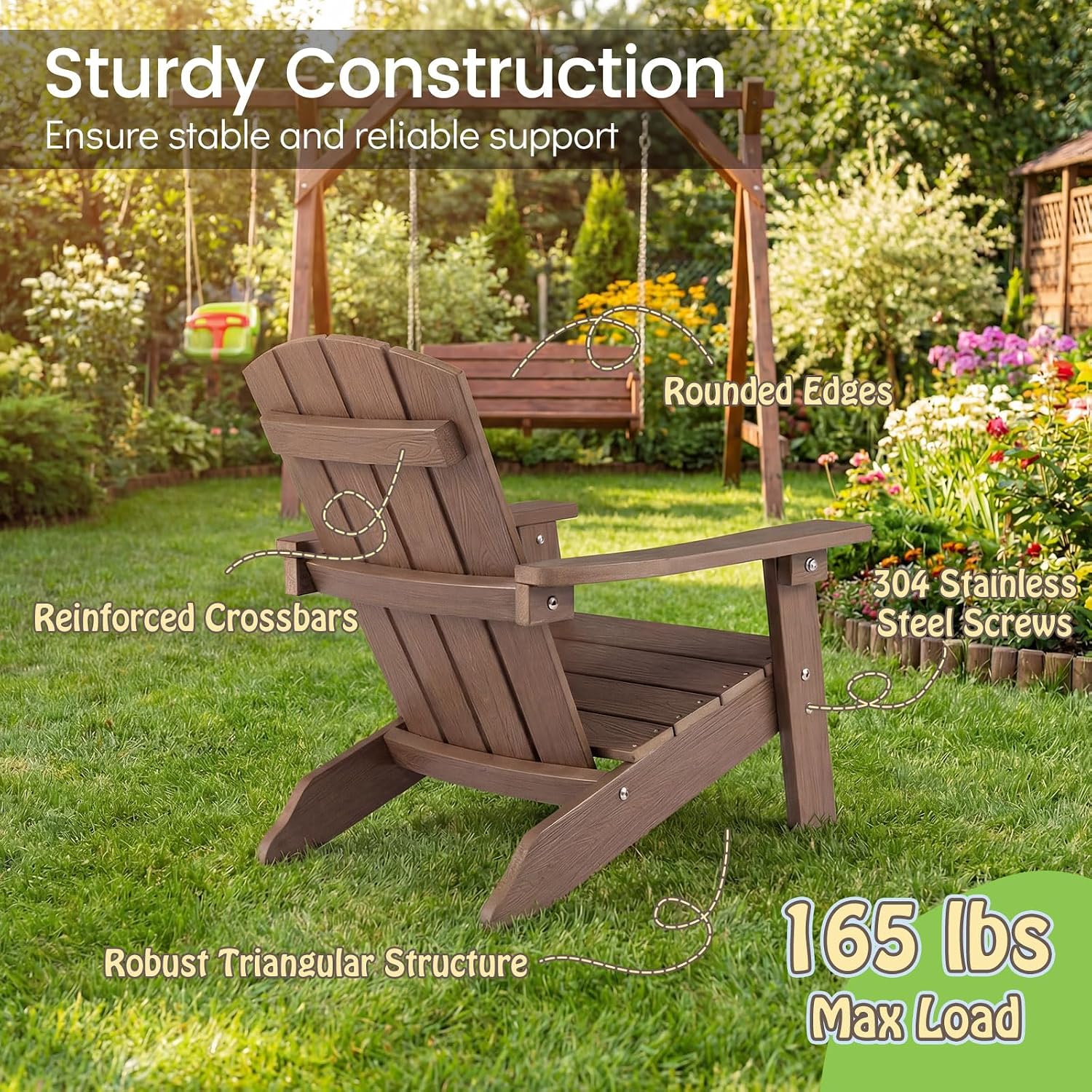 Giantex Kids Adirondack Chair, All-Weather HIPS Children's Outdoor Chair w/Ergonomic Design, Toddler Lawn Chairs for Age 3-8, Kids Beach Chair for Garden Patio Backyard (2,Taupe)