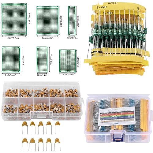 Miniatura 7 de Molence Kit de 2830 piezas de componentes electrónicos para bricolaje, resistencias, inductores, condensadores, LED, triodo, PCB, potenciómetro,
