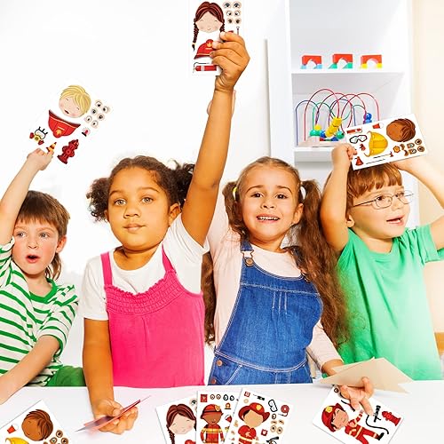 Miniatura 6 de 48 hojas de calcomanías de bombero para niños, calcomanías de bombero con temática de bombero, suministros de fiesta, escuela, recompensa,