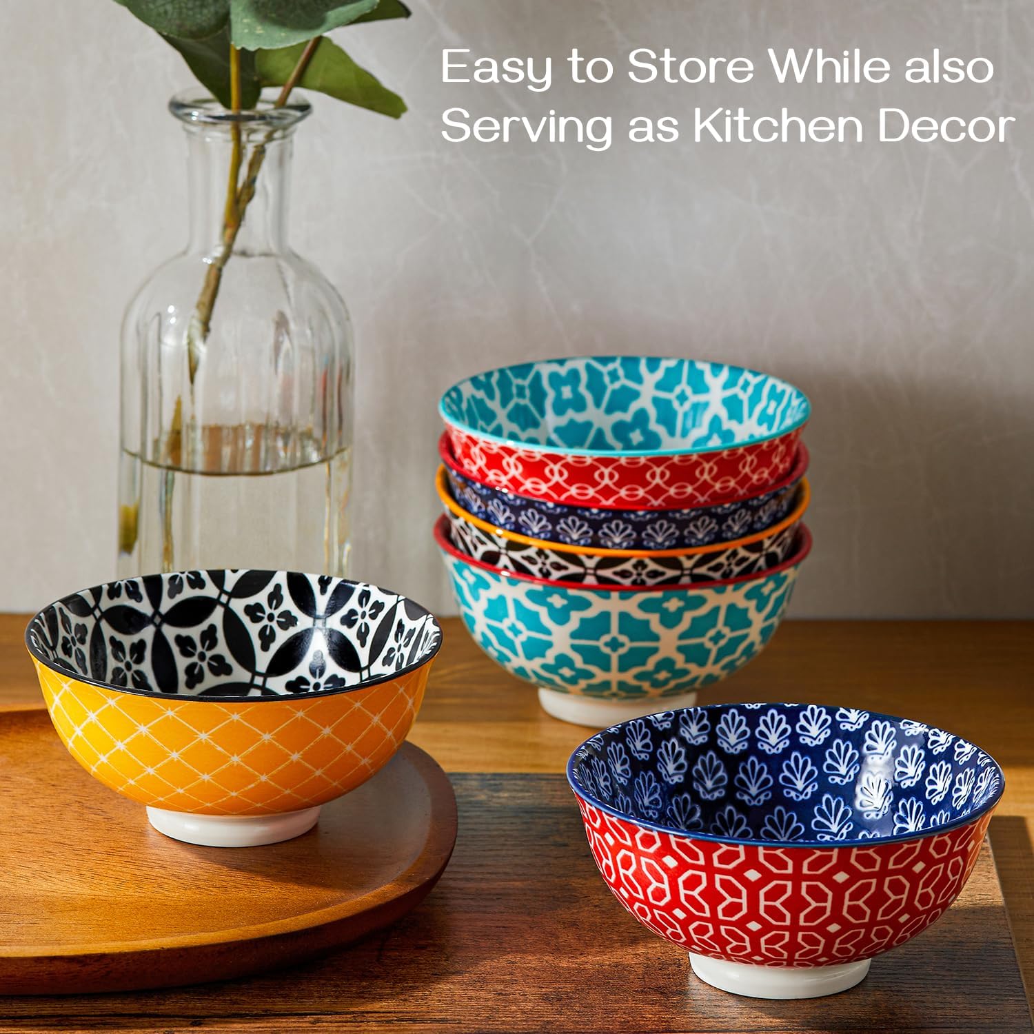 DOWAN 10 oz Small Bowls Set of 6 - Ceramic Ice Cream Bowls, Small Dessert Bowls for Cereal, Snacks, Dipping Bowl for Kirchen, Decorative Bowls, Dishware and Microwave Safe, Portion Control Bowl