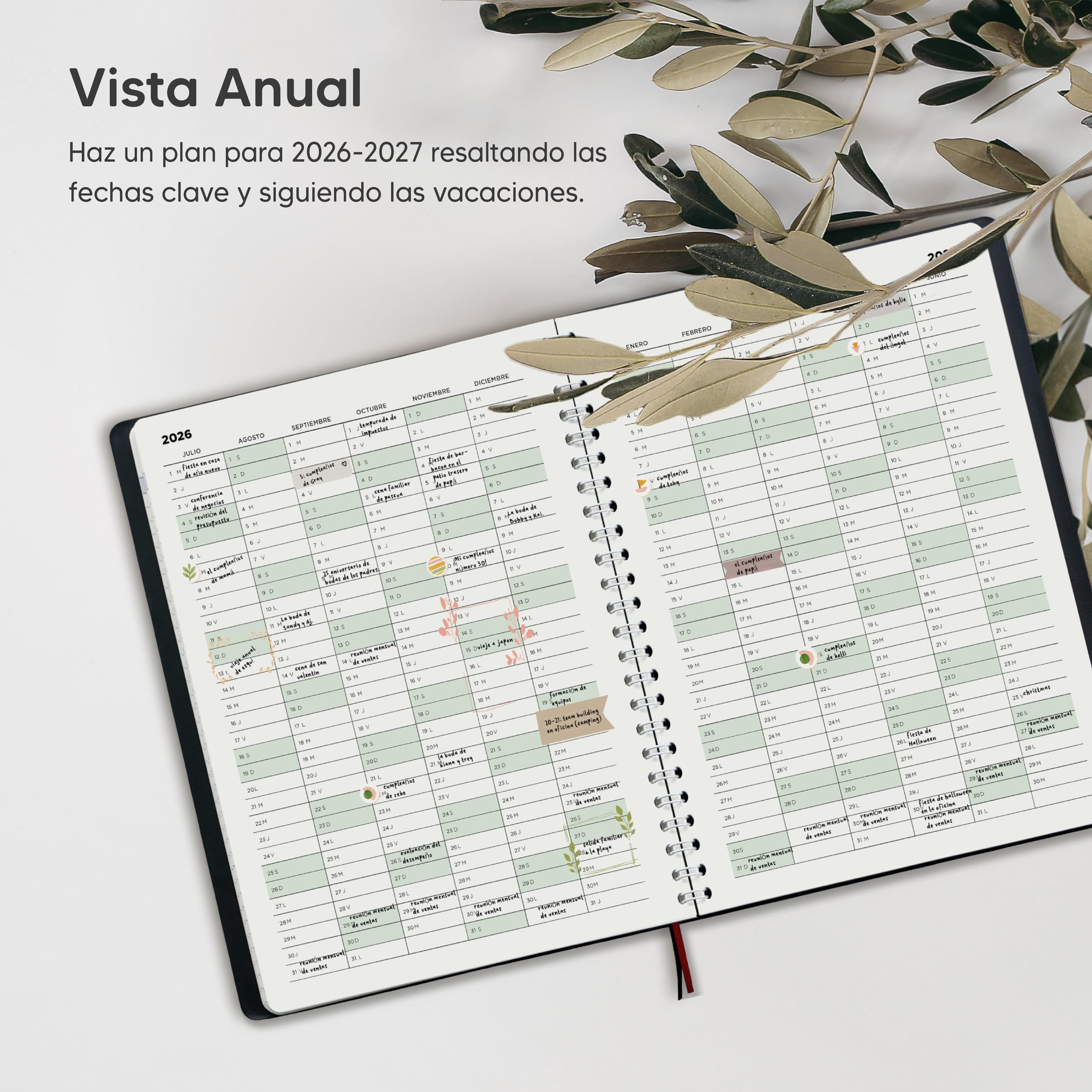 Agenda 2026 2027 con Vista Semanal – A5 Planificador 2026 2027 Semana Vista – Diario Espiral que Inspira Productividad - Intervalos de 30 minutos - Julio 2026 a Agosto 2027 - en Español