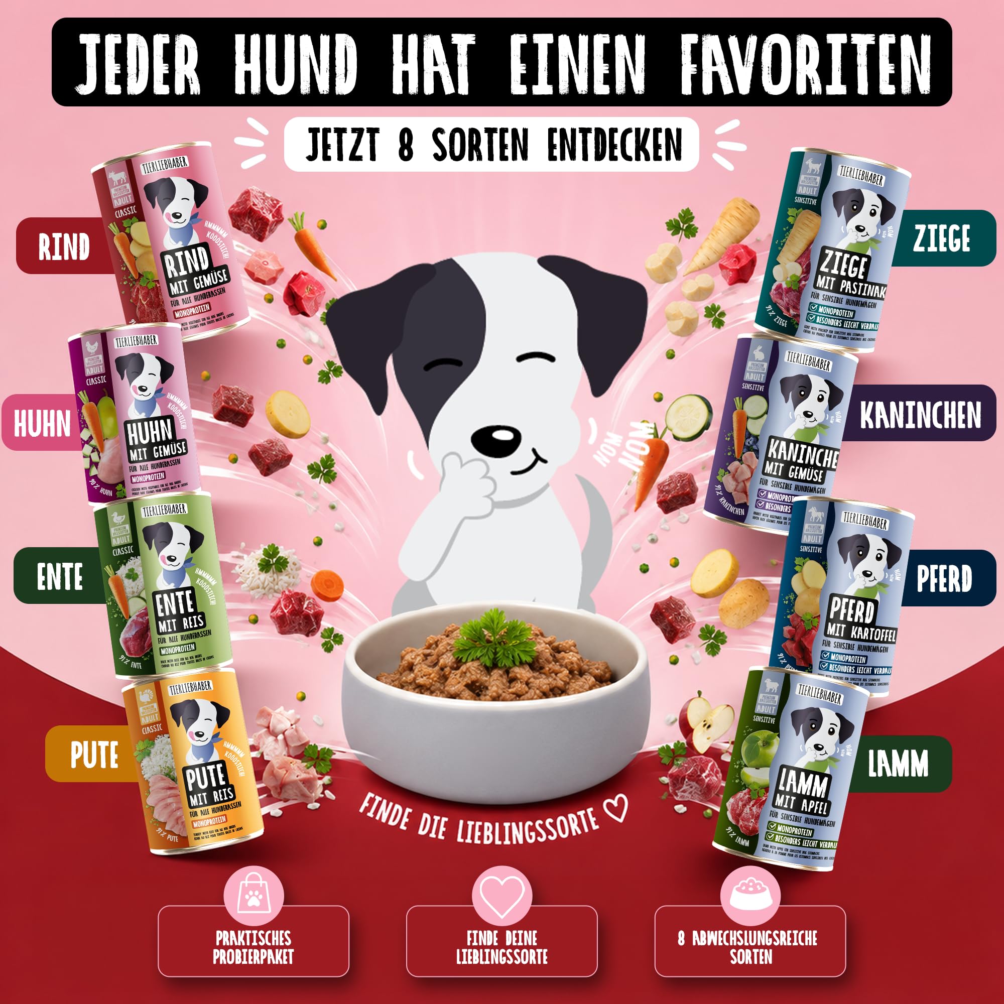 Hundefutter Nass 800g Rind & Gemüse – Hunde Nassfutter 12x800g Wet Dog Food | Tierärztlich entwickeltes Nassfutter für Hunde mit 91% Fleischanteil – 800g Dog Food leicht verdaulich von TIERLIEBHABER
