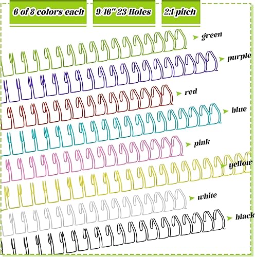 Miniatura 3 de Vmiapxo 48 cables de metal pequeños de doble bucle, 8 colores, espinas de unión, espirales, bobinas de anillo, alambre de encuadernación de libro,