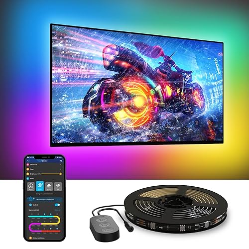 Govee TV LED Backlight, RGBIC Smart LED Strip Lights for 55-65 Inch TVs, Bluetooth and Wi-Fi APP Control, Works with Alexa & Google Assistant, Music Sync, 99+ Scene Modes, Adapter - 12.5FT for 55''-65'' TV