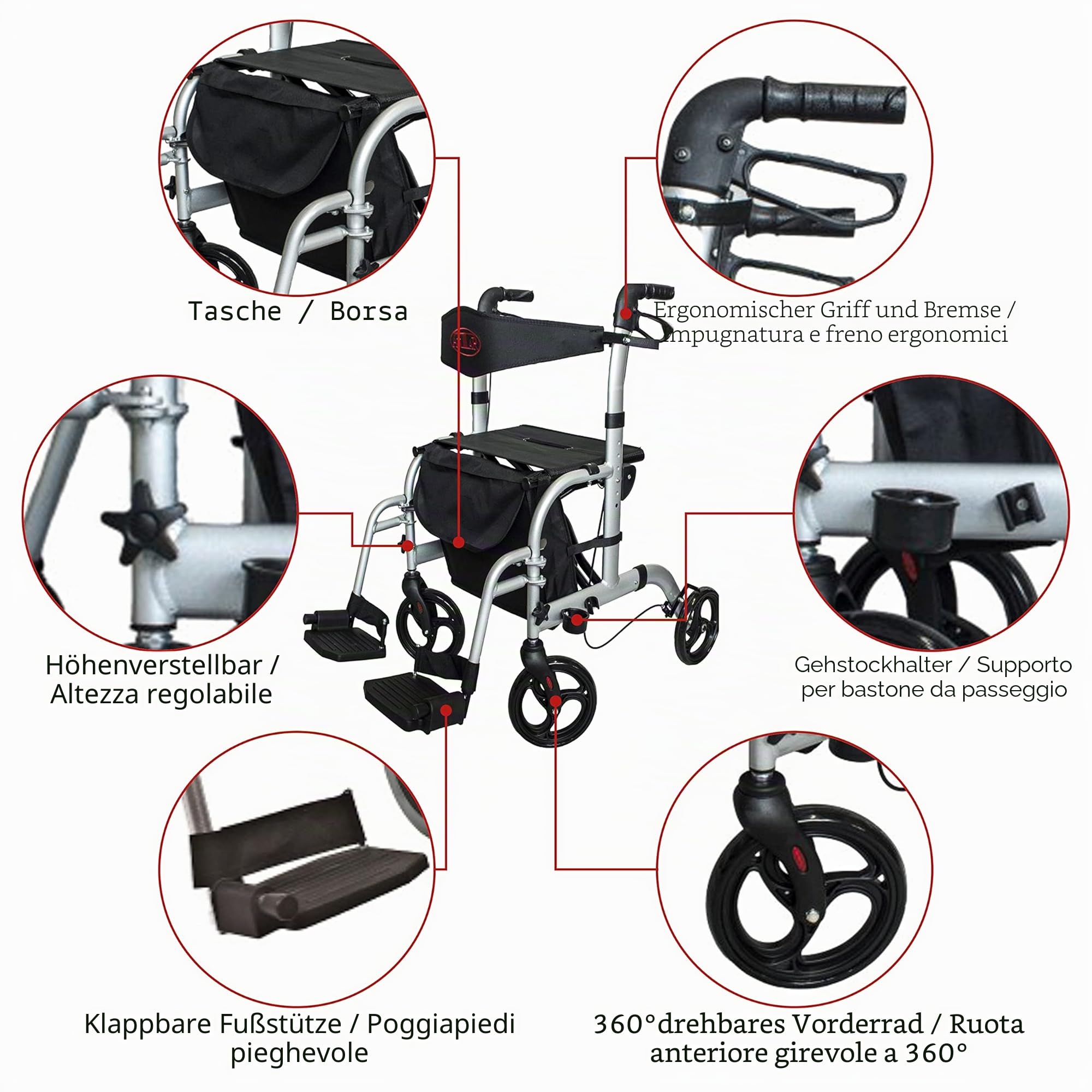 Antar AT51005 Alluminio Trasporti Camminatore 9.80 kg, Nero