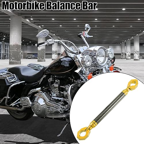 Miniatura 2 de X AUTOHAUX Universal 0.866 in aleación de aluminio fibra de carbono patrón oro tono motocicleta equilibrio barra transversal manillar ajustable moto