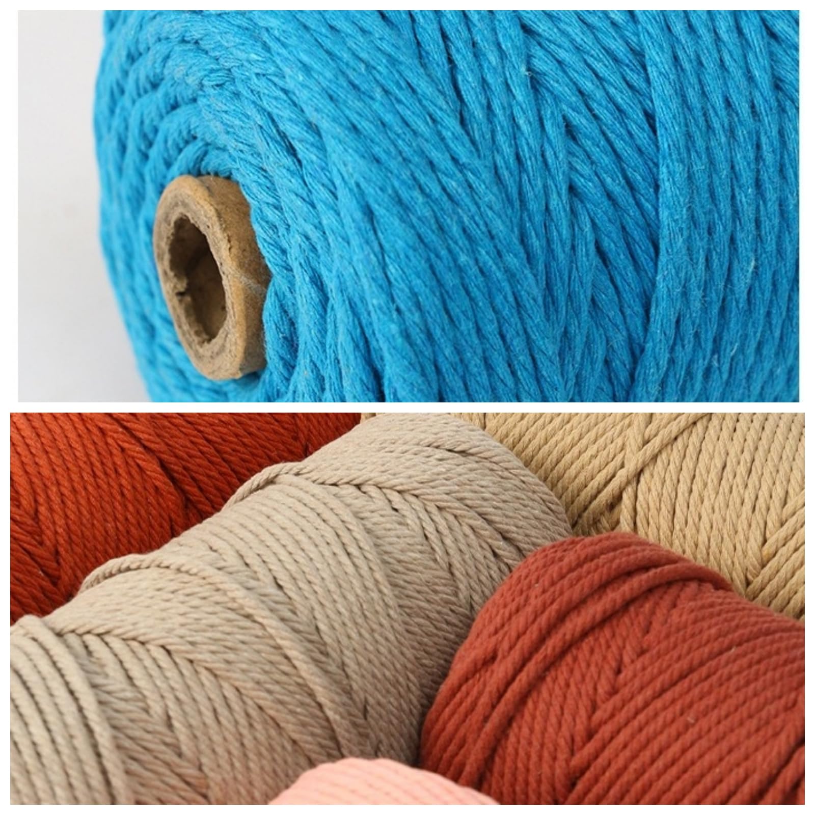 1/5 Stück Baumwollseil,4mm farbiges Makramee-Seil, Bunt Baumwollseil,5 Farben Makramee-Garn, zum Aufhängen, DIY Handwerk, Basteln, Stricken (5 Farben)
