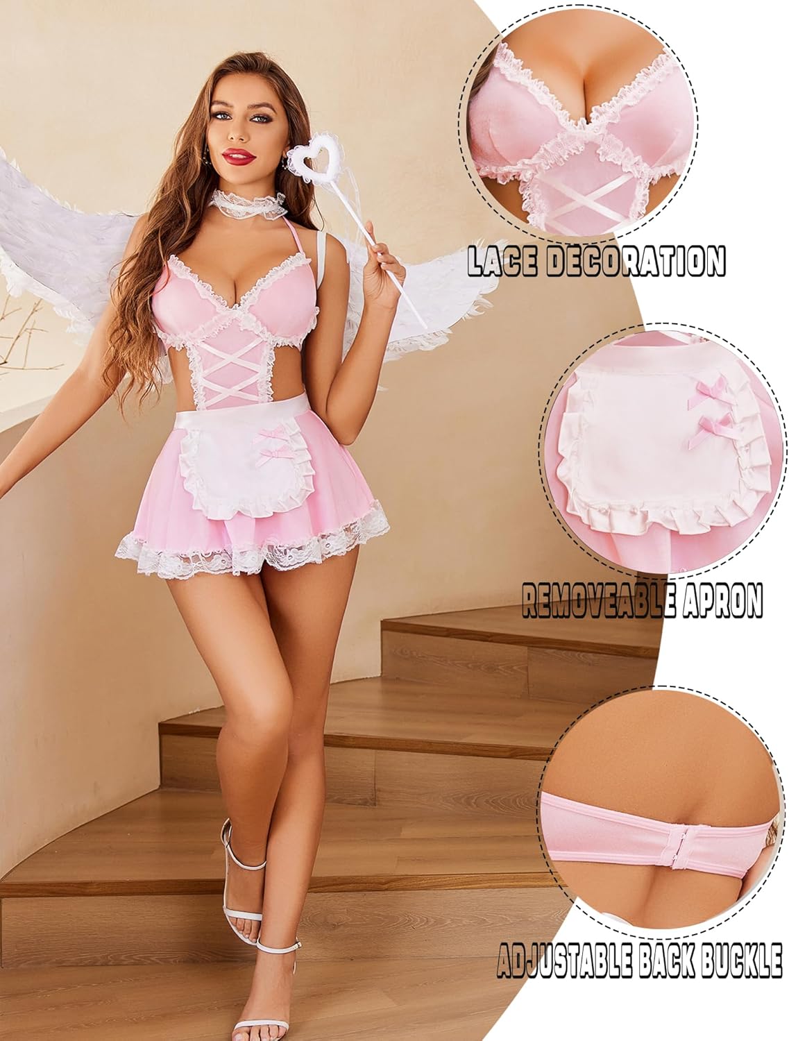 Avidlove Sexy Lingerie for Women Cosplay Costumes Lingerie Set Lace Maid Outfit - Image 3