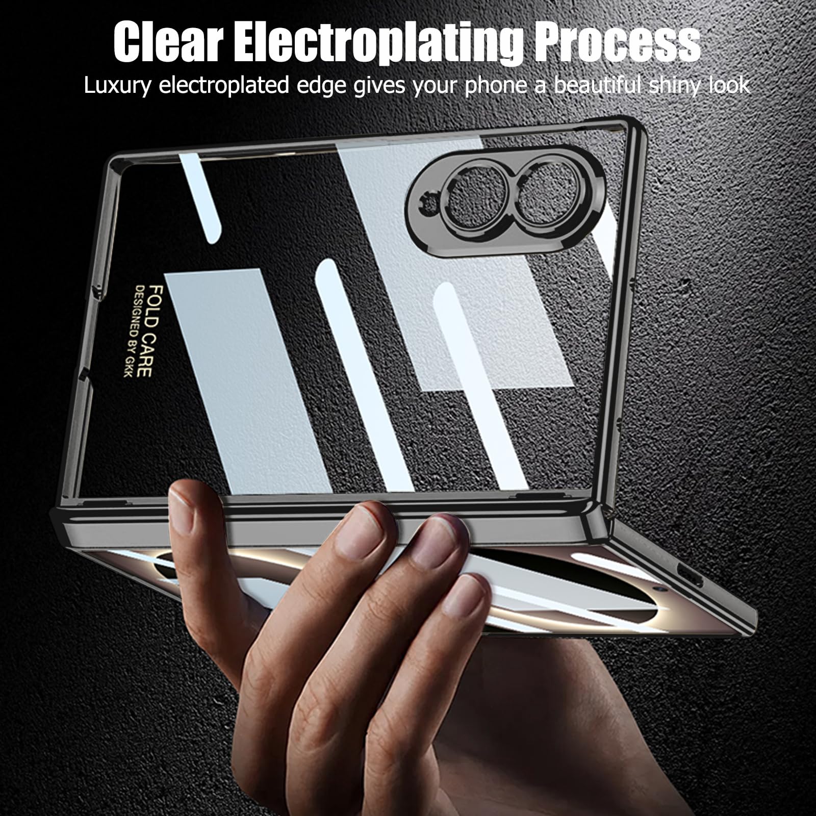 Custodia trasparente per Samsung Galaxy Z Fold 8, custodia trasparente galvanica con protezione per cerniera magnetica e pellicola protettiva, custodia protettiva sottile antiurto per Samsung