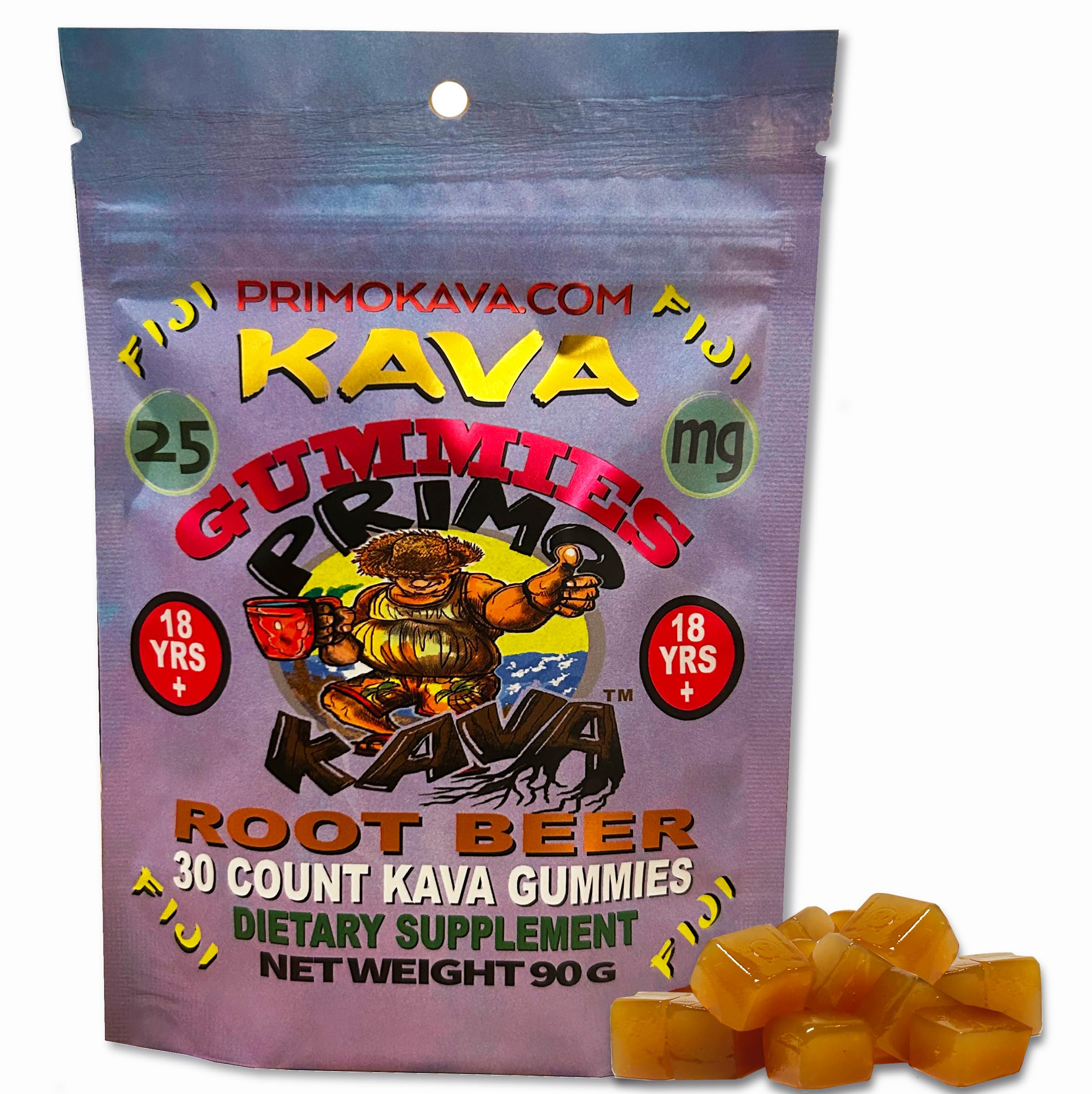 Kava Kava Gummies 25mg – Strong Noble Kava with 25mg Kavalactones for Calm & Relaxation – Fast-Acting Fiji Kava Root Extract – Root Beer Flavor – 15 Count