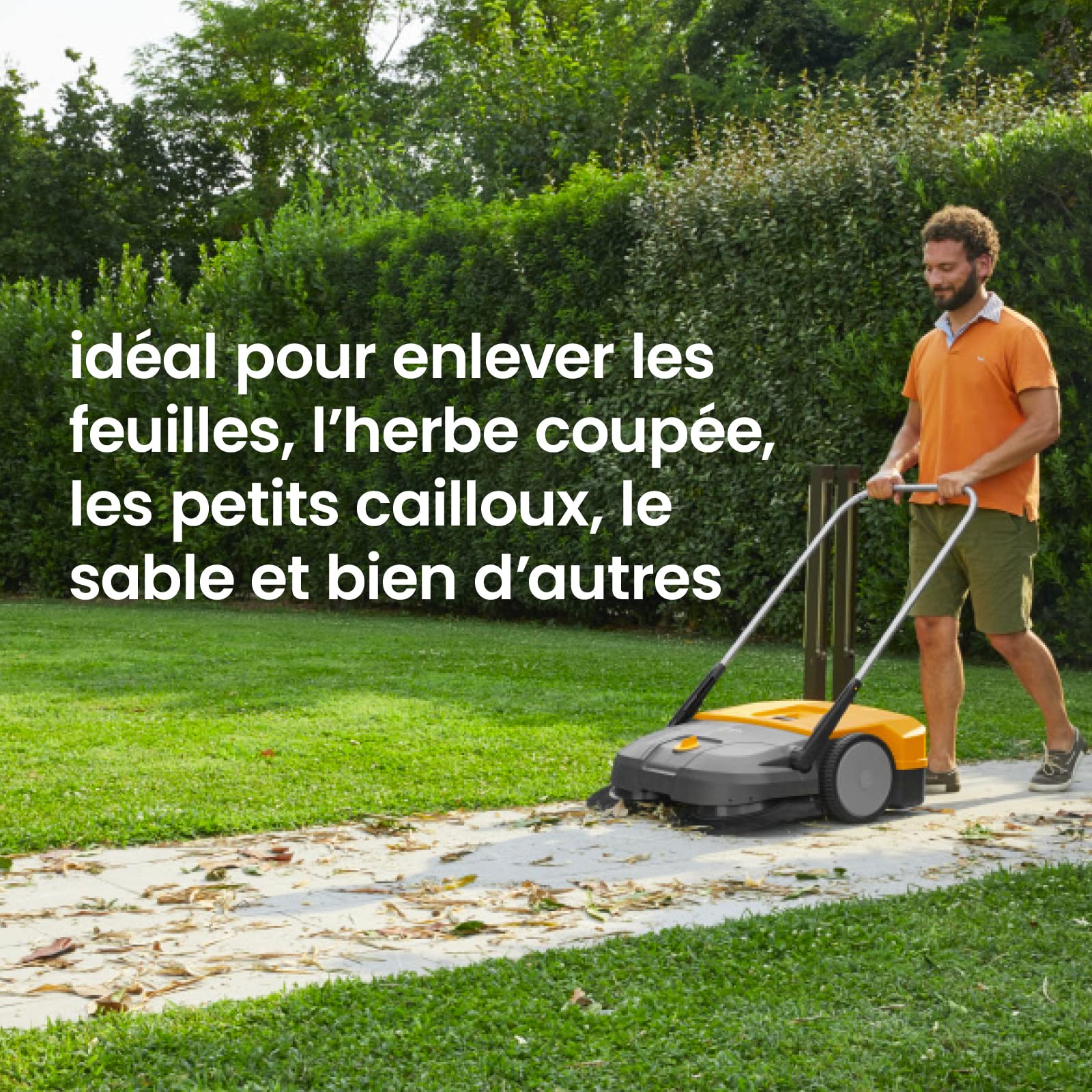 STIGA SWP 475 Balayeuse Poussée, 75 cm, Bac 50 L – Deux Brosses Contrarotatives 41 cm, Réglage 8 Positions – Surfaces Dures Jusqu'à 2 900 m²