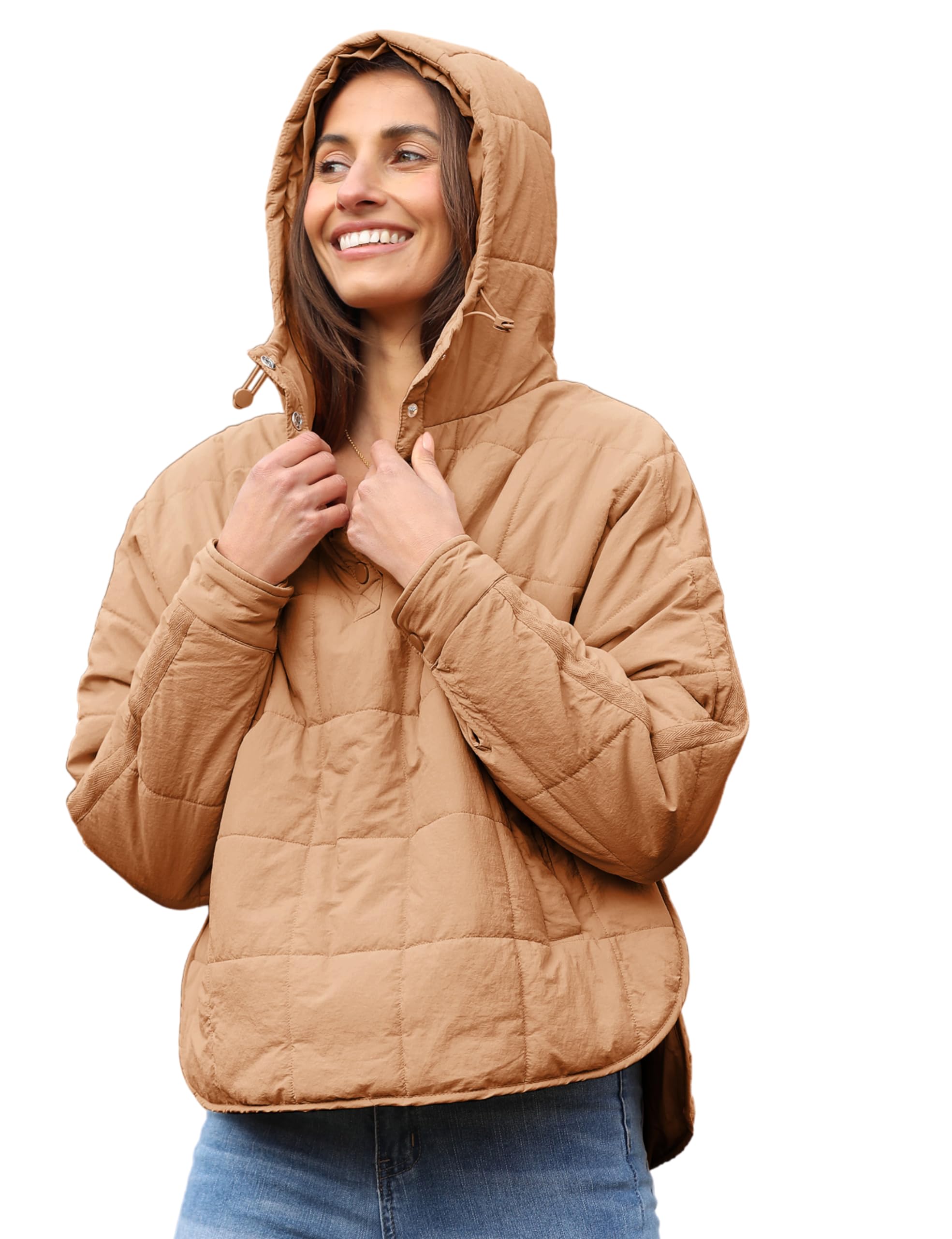 Oversized Hooded Puffer Jacket for Women - Lightweight and Warm