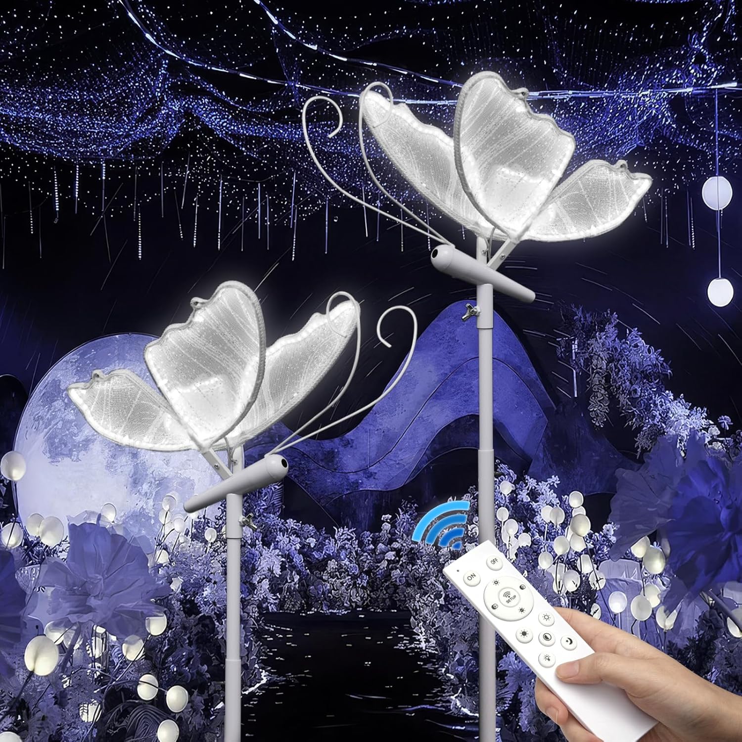 Wedding Butterfly Dimmable Floor Lamp: LED Butterflies Light with Remote Control - White & Warm Lights Butterfly Prop for Birthday Party Decoration - Baby Shower Bridal Shower Home Decor (11.8 in, 2) 30 CM/11.8 in 2.0