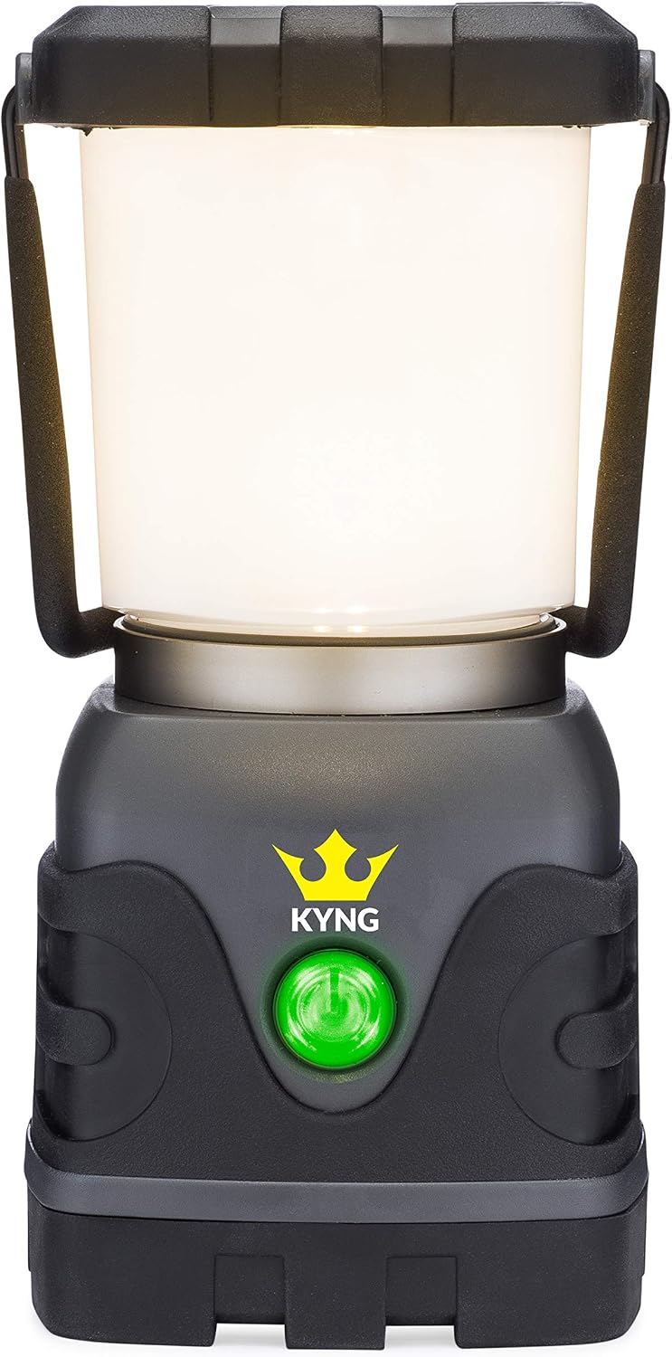 KYNG Camping Lantern 1000 Lumens Bright & Dimmable Warm & Cool White LED Light Modes- D-Cell Battery Powered for Outdoors, Emergency, Roadside Use