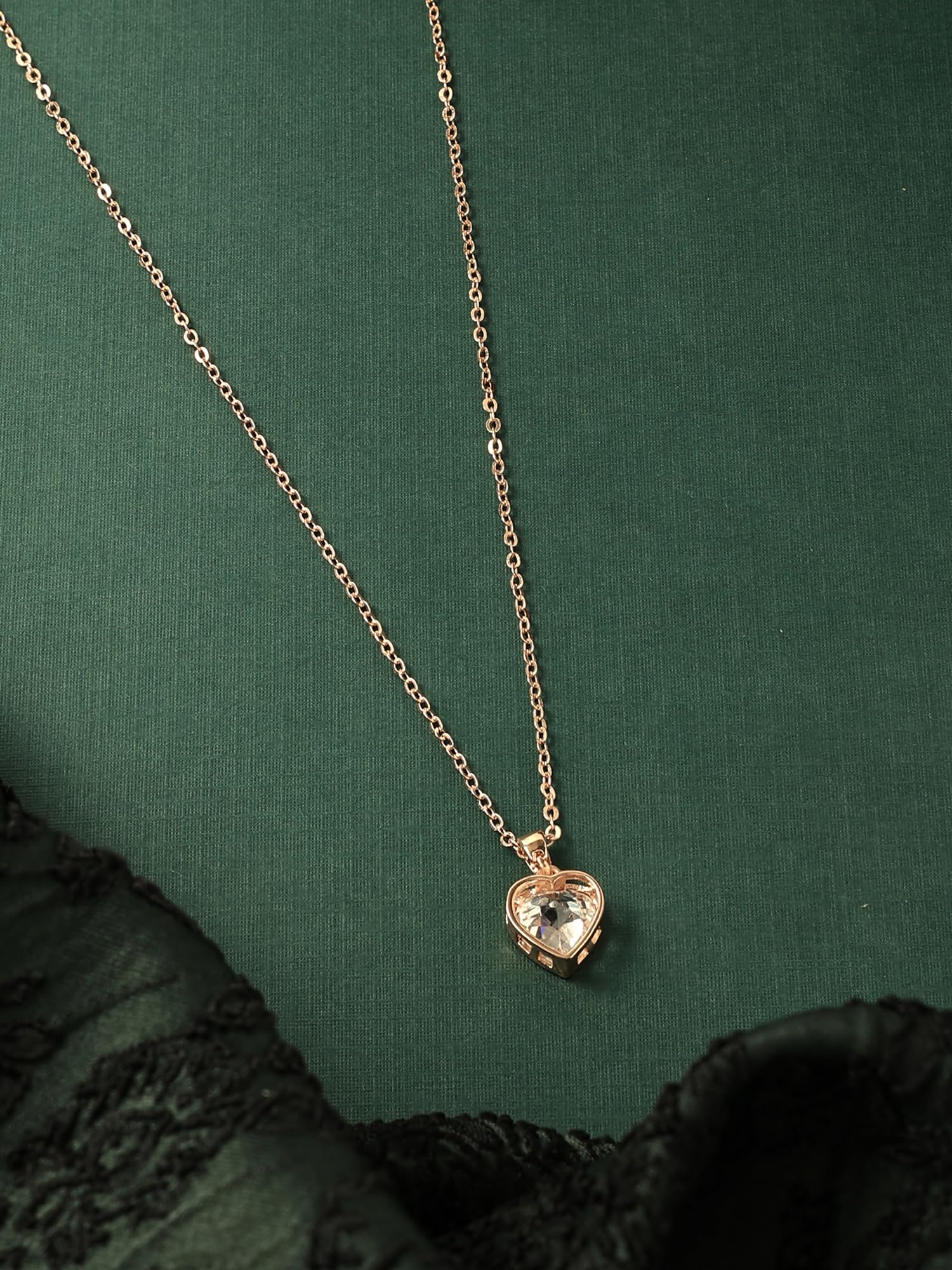 Contemporary Heart CZ Pendant & Chain-ZPFK16912