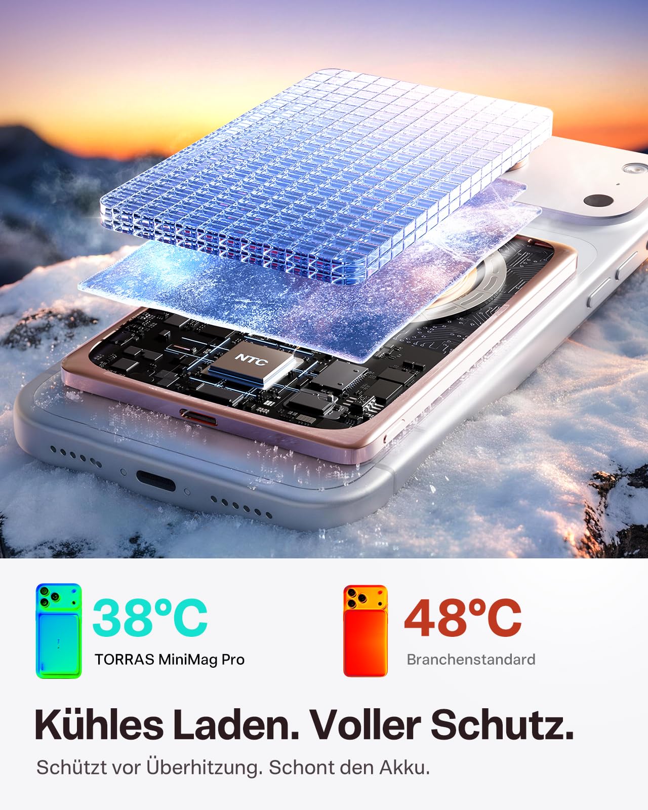 TORRAS MiniMag Pro Powerbank für MagSafe, 5000mAh Magnetische Akku, Rosa | Ultra Slim Semi-Solid-State 20W USB-C Schnellladen Magnetisch Externe Akkupack Portable Klein, für iPhone 17/16/15 & Reise