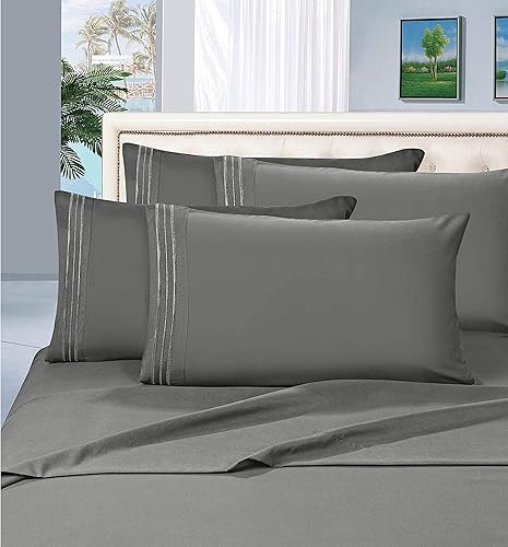 Elegant Comfort Juego de sábanas de 4 piezas de calidad egipcia de 1500 hilos, bolsillos profundos, lujosas, sin arrugas y resistente a la