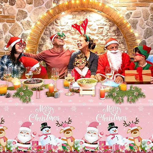 Miniatura 6 de Mantel de tela de Navidad para mesa rectangular, lavable, muñeco de nieve, Papá Noel, decoración para Navidad, suministros de fiesta de invierno