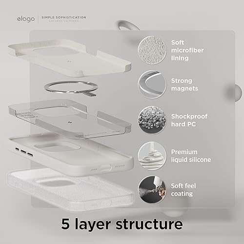 Miniatura 4 de elago Funda de silicona magnética compatible con iPhone 15 Pro Max de 6.7 pulgadas, compatible con todos los accesorios MagSafe, imanes integrados,