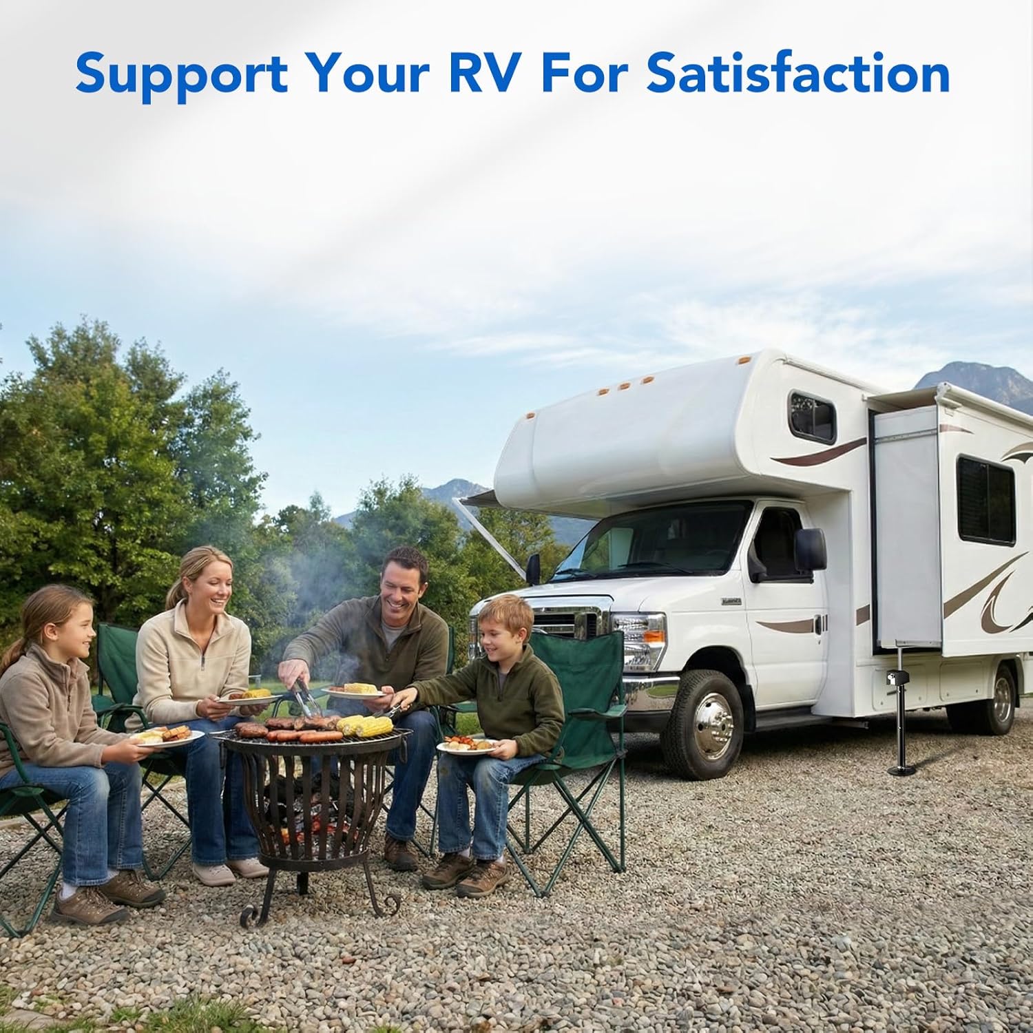 BYERN AUTO RV Slide-Out Support Jacks, 20-24V Cordless Drill Compatible & Hand Crank, Each Support Up to 5000 lbs, Lift 20''–49'', Heavy Duty Camper Stabilizer Jacks for Travel Trailer - Set of 2