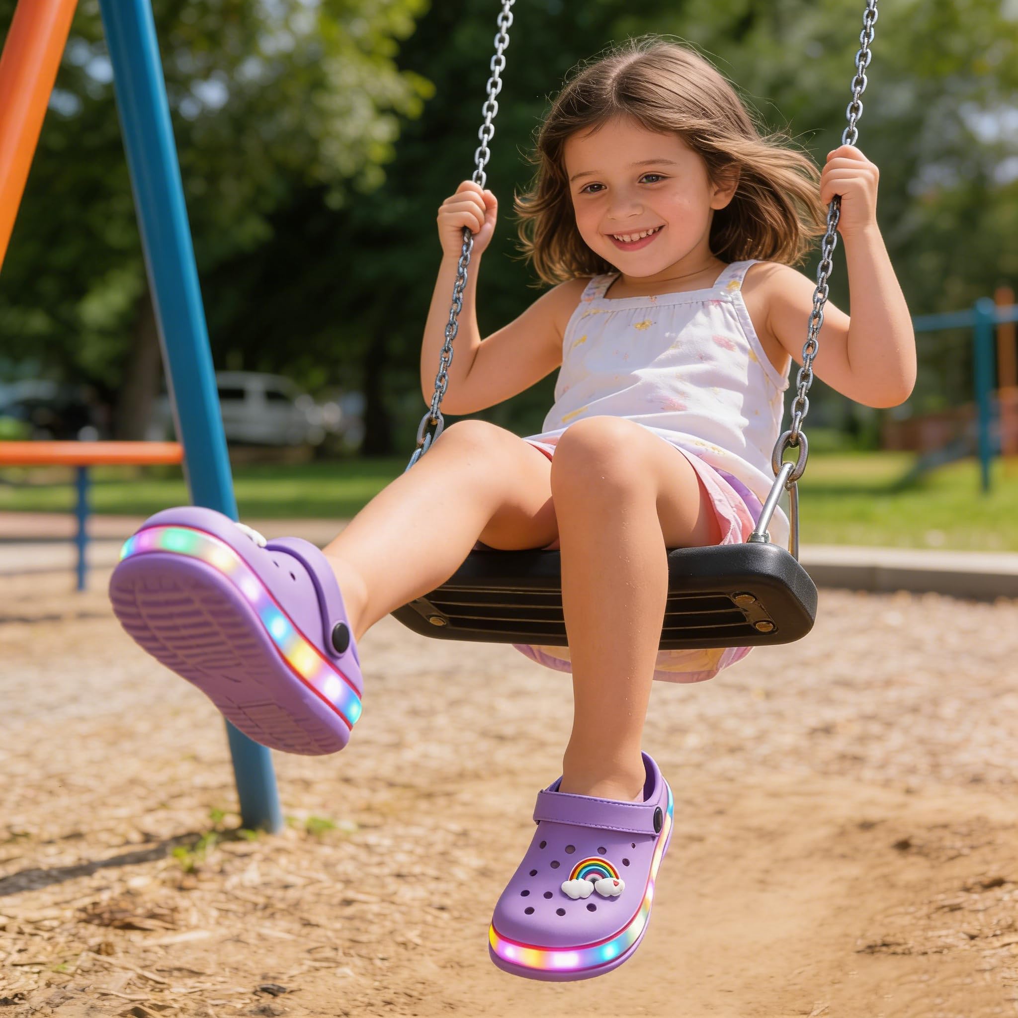 GULAKY Zuecos para niños, zapatillas para niños, sandalias para niñas, zapatos de jardín, tiras LED, zapatillas para niños