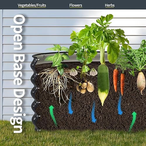 Miniatura 48 de Kesfitt Kit de cama de jardín elevada galvanizada, cajas de metal 7 en 1 de 18 pulgadas de alto con bordes de seguridad, 8 x 2 x 1.5 pies modulares