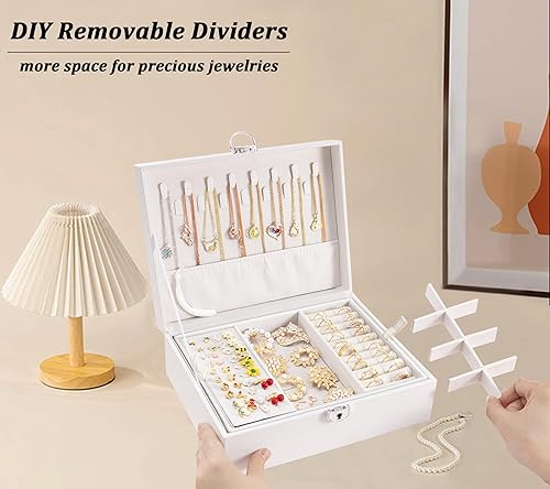 Miniatura 5 de Vickey Joyero organizador para mujeres y niñas, 2 en 1, cajas de joyería y organizadores, caja organizadora de joyas grande para anillos, pulseras,