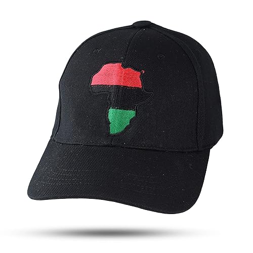 Africa Unite! (RBG): Black Embroidered Adjustable Pan-African Baseball Cap