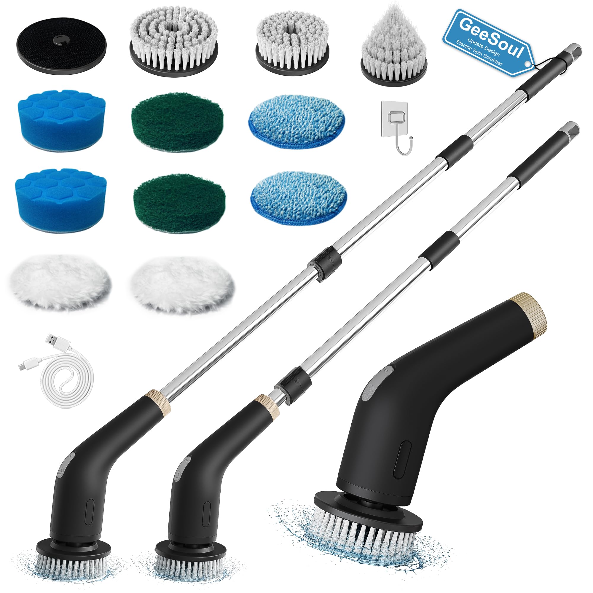 Spazzola Elettrica Rotante GeeSoul 13 In 1 - Per Pulizia Bagno, Cucina, Con 11 Testine - Foto 8