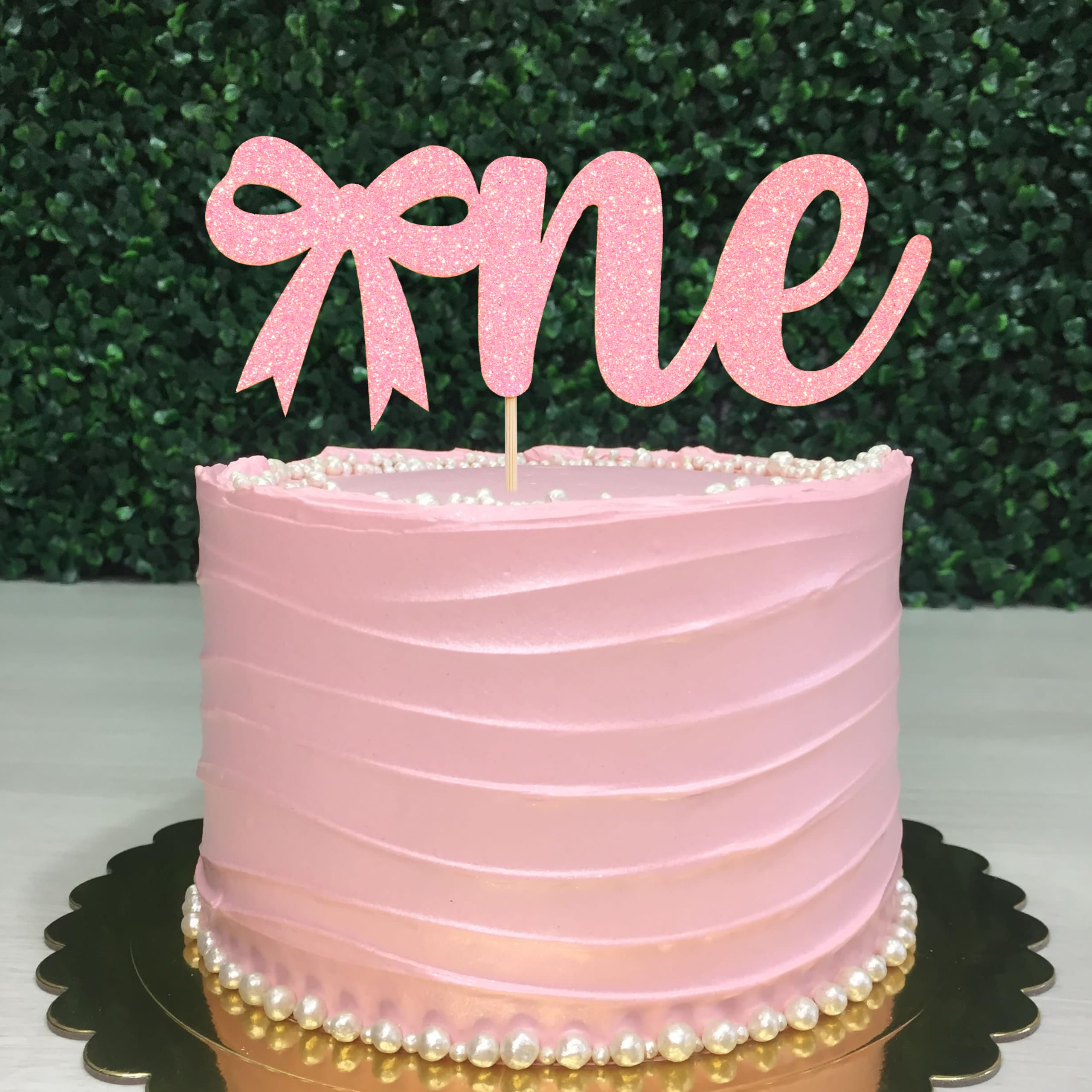 Sweet Pink Bow 1st Birthday Cake Topper – Girl's One Birthday Party Decor & Photo Prop - View #6