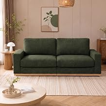 WEUP 86" Modern Loveseat Sofa for Living Room,2 Seater Deep Seat Modular Sofa Couch,Chenille Fabric,Solid Wood Frame,Spring Cushions, Removable Covers,Easy Assembly for Small Spaces,Green