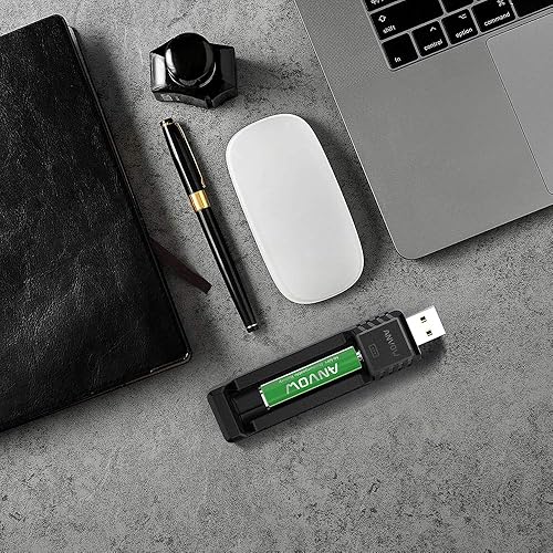 Miniatura 6 de Cargador de batería inteligente AAAA con 2 pilas AAAA recargables – Ni-MH 1.2V 400mAh 1200 ciclos Surface Pen Active Stylus Recargables Batería