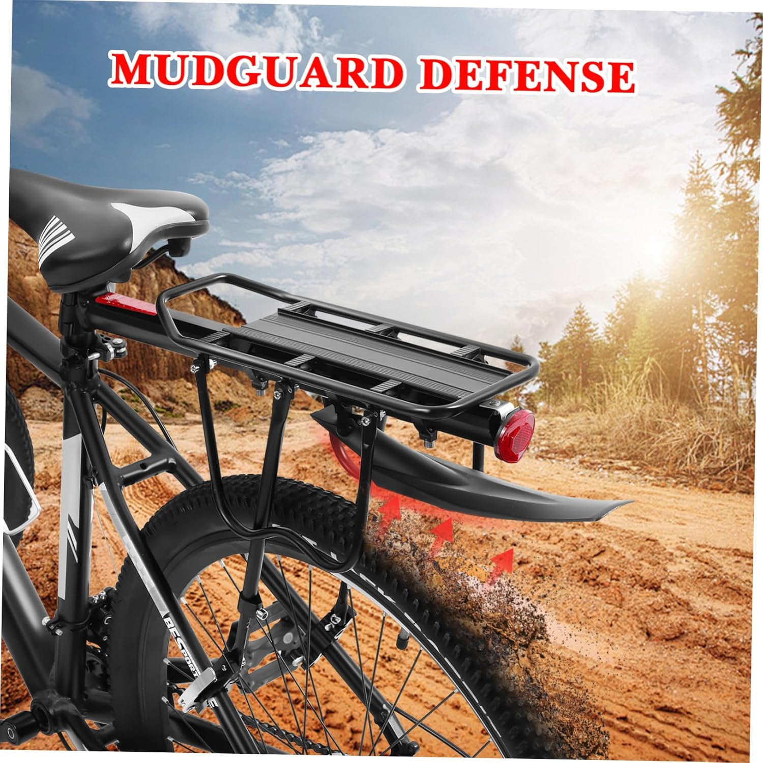 Mikikit Bicycle Cargo Rack with Mudguard Quick Release Rear Bike Rack for Mountain Bikes and Luggage Transport Heavy Load Capacity and Fit
