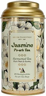 Sancha Tea Boutique, Jasmine Pu-erh Tea, 25 Pyramid Bags | Aged Chinese Pu-erh with Jasmine Flowers | Earthy, Malty & Flor... Price In India