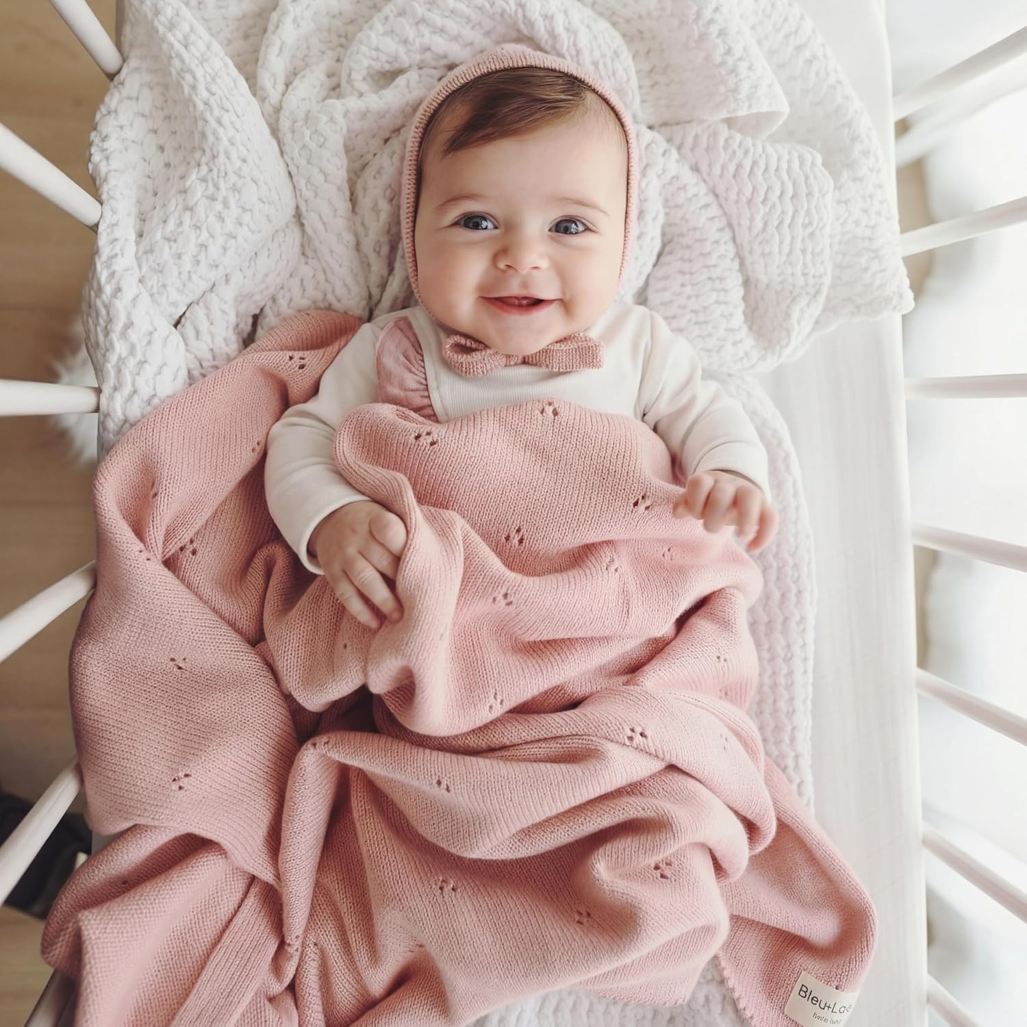 Baby Gift Set – Organic Cotton Newborn Blanket Essentials, Baby Gifts for Girls, Baby Gift Set, Baby Girl Shower Gifts, Baptism Gifts for Baby Girl (Pointelle – Ballet Slippers)