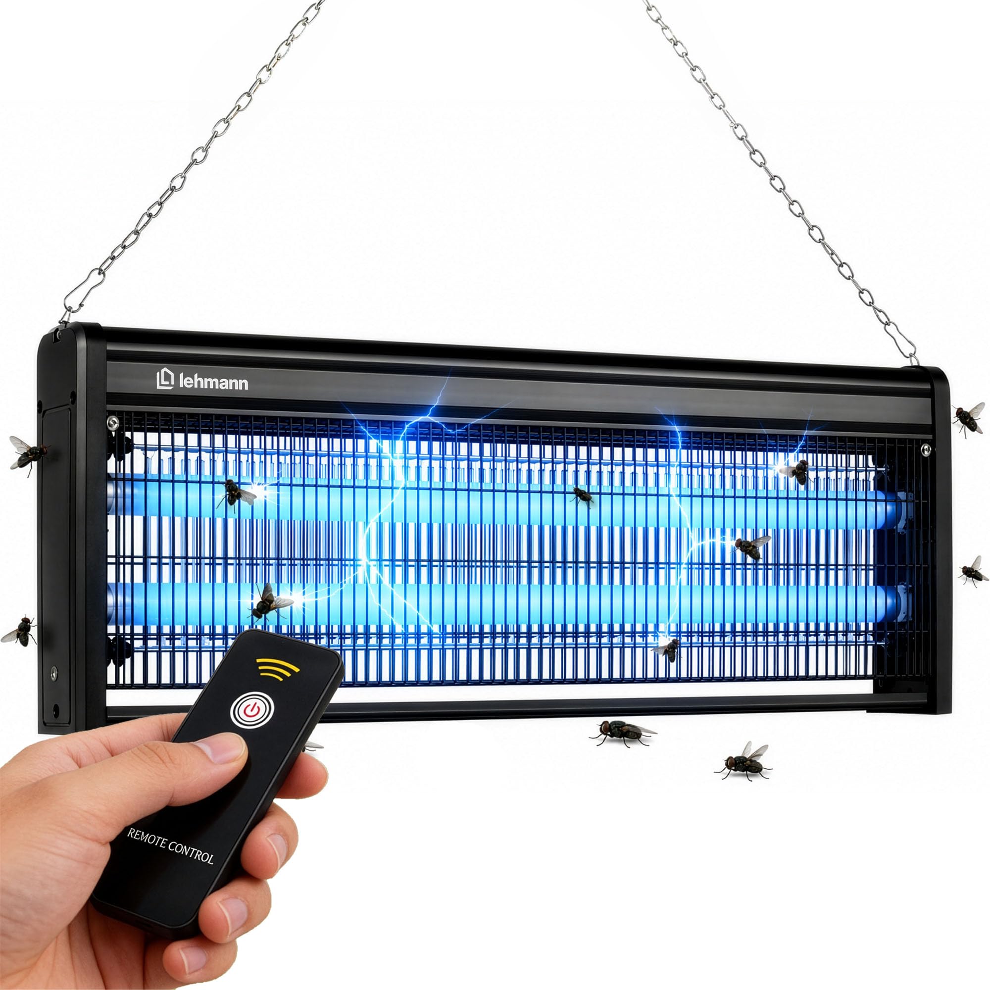 LEHMANN Lampada Antizanzare Elettrico 40W, Zanzariera Elettrica contro Insetti, Zanzare e Mosche senza Prodotti Chimici, Controllo Remoto con Telecomando, Silenziosa, Lampada Zanzare fino 400 m²
