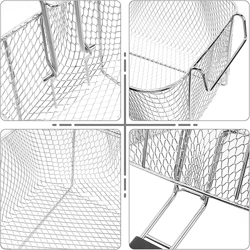 Miniatura 6 de BESTonZON Cesta mediana de acero inoxidable para freír con chispas francesas, para servir alimentos, con asa, apta para ollas de hasta 56 L