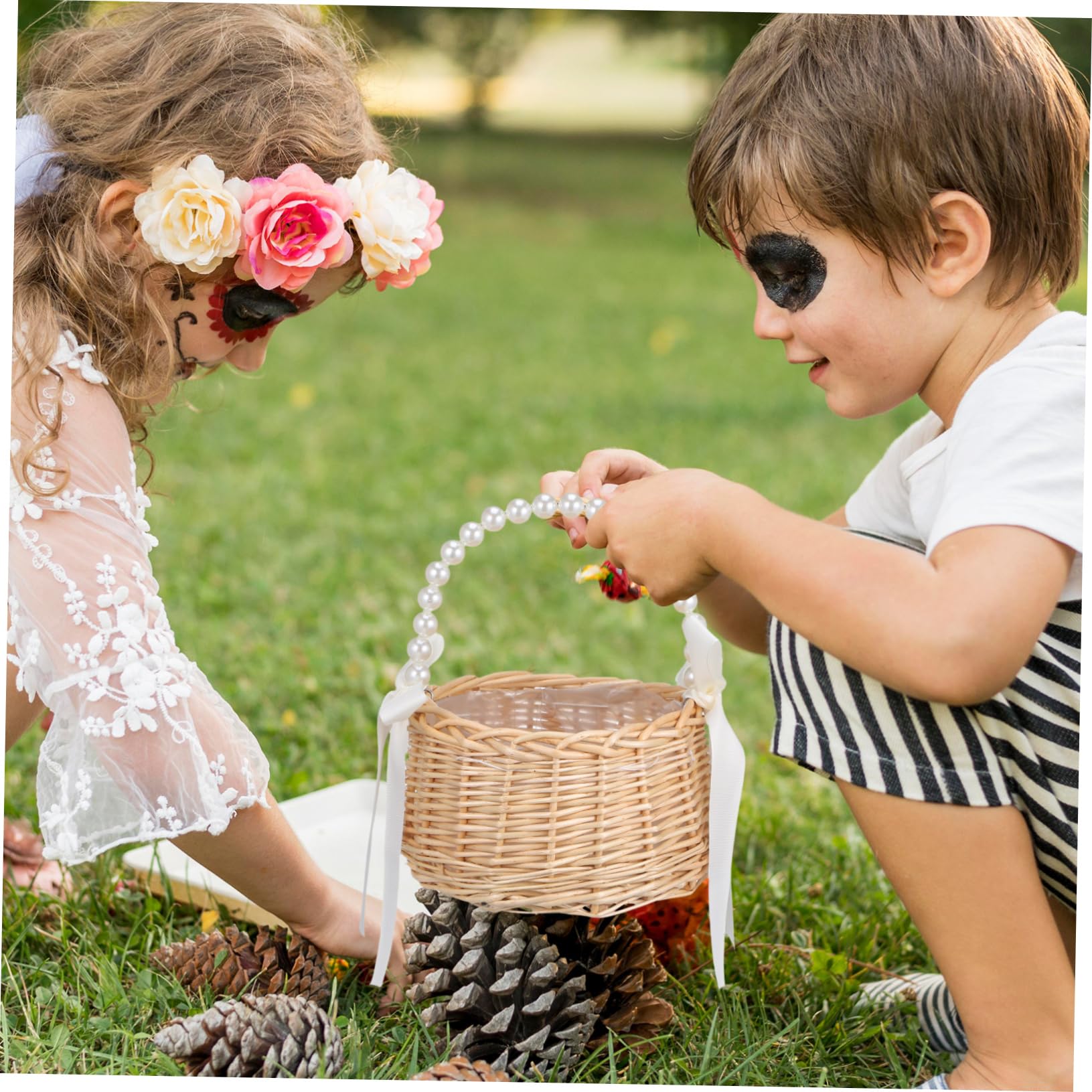 Geflochtener Rattan-blumenkorb Mit Griff Rustikaler Blumenmädchenkorb Für Hochzeitsdekorationen Kleiner Geschenkkorb Aus Naturmaterialien