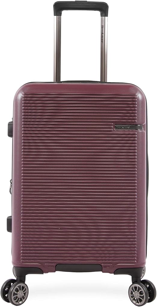 review Brookstone Luggage Nelson Spinner Suitcase, Plum, Carry-On