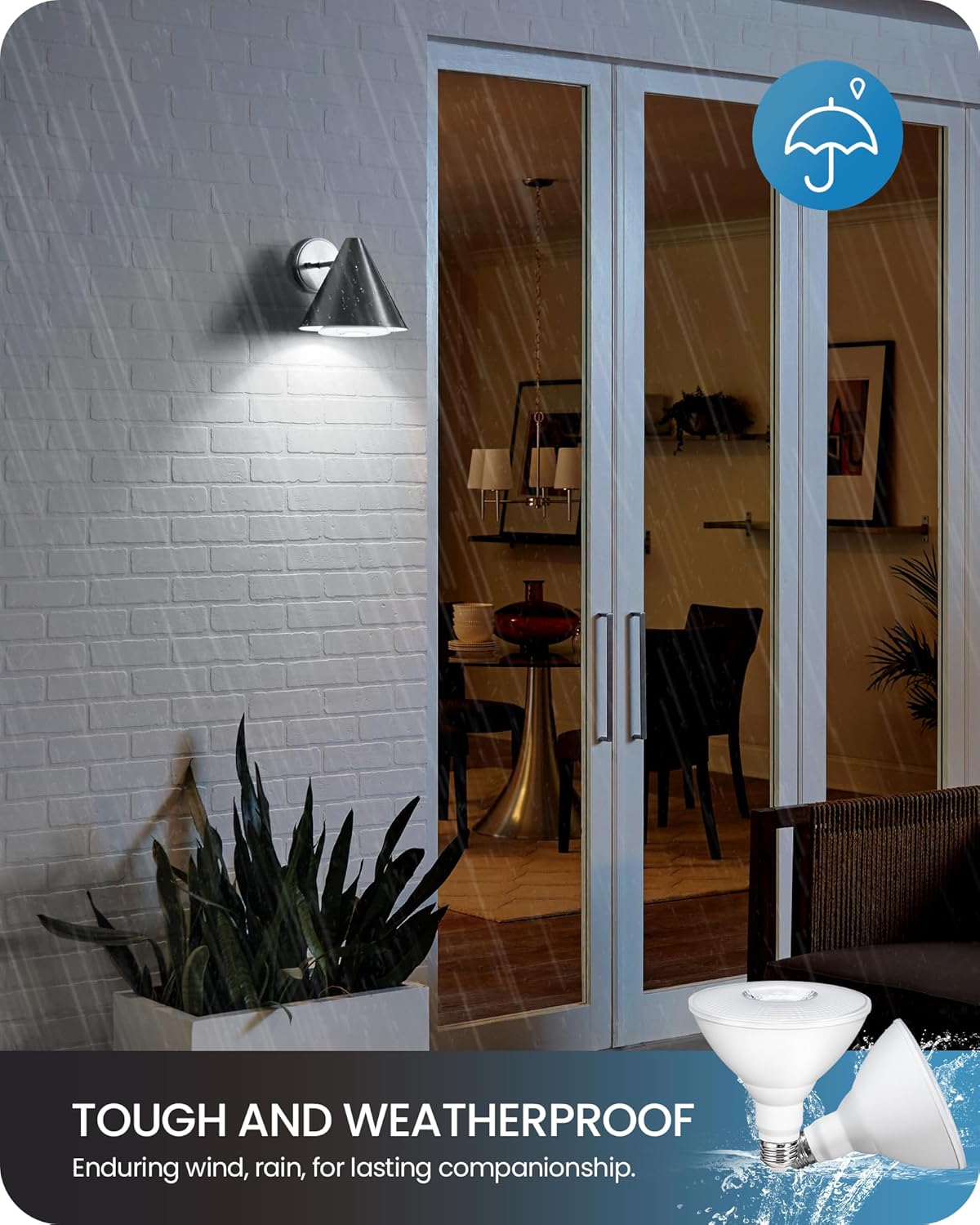 6 Pack Flood Light Bulbs, PAR38 LED Outdoor Flood Light Bulbs, (120W Equiv) Dimmable IP65 for Patio Yard Porch Driveway Garage, 5000K Daylight White 18W 1800LM E26 Base, ETL Listed C05R3P605