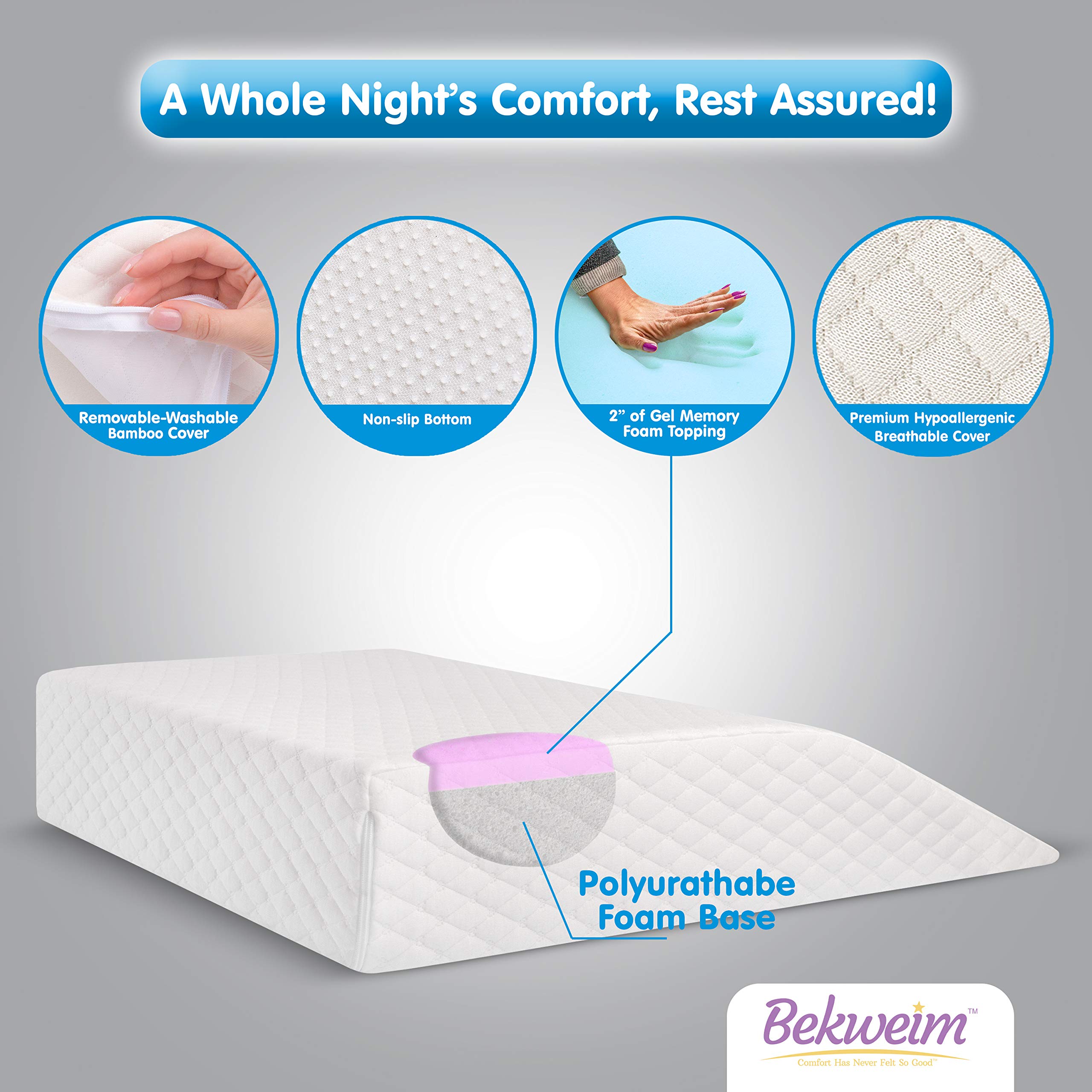 Long Leg Elevation Pillow for Circulation 2 Covers Included Memory